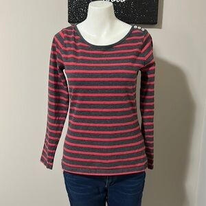 BODEN Breton Top Red and grey Stripe Long Sleeve top striped jersey Sz 6